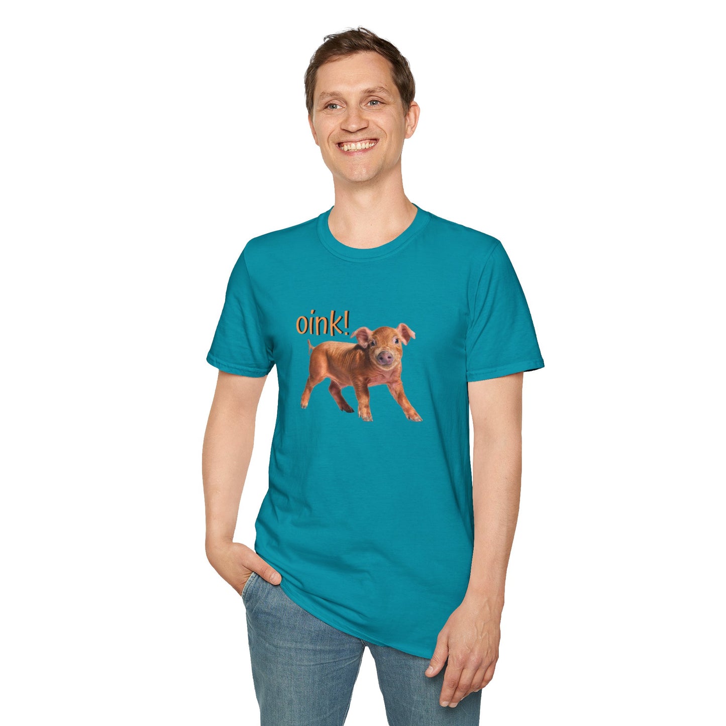 Oink Piglet on Unisex Softstyle T-Shirt