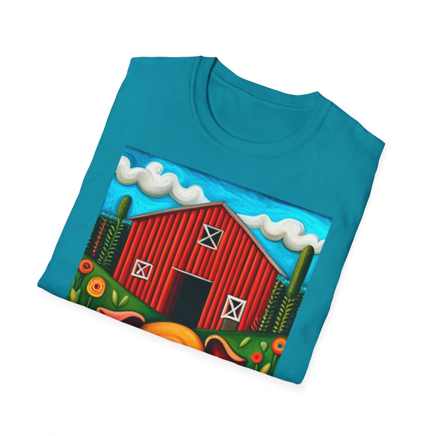 Big Orange Pig on Unisex Softstyle T-Shirt