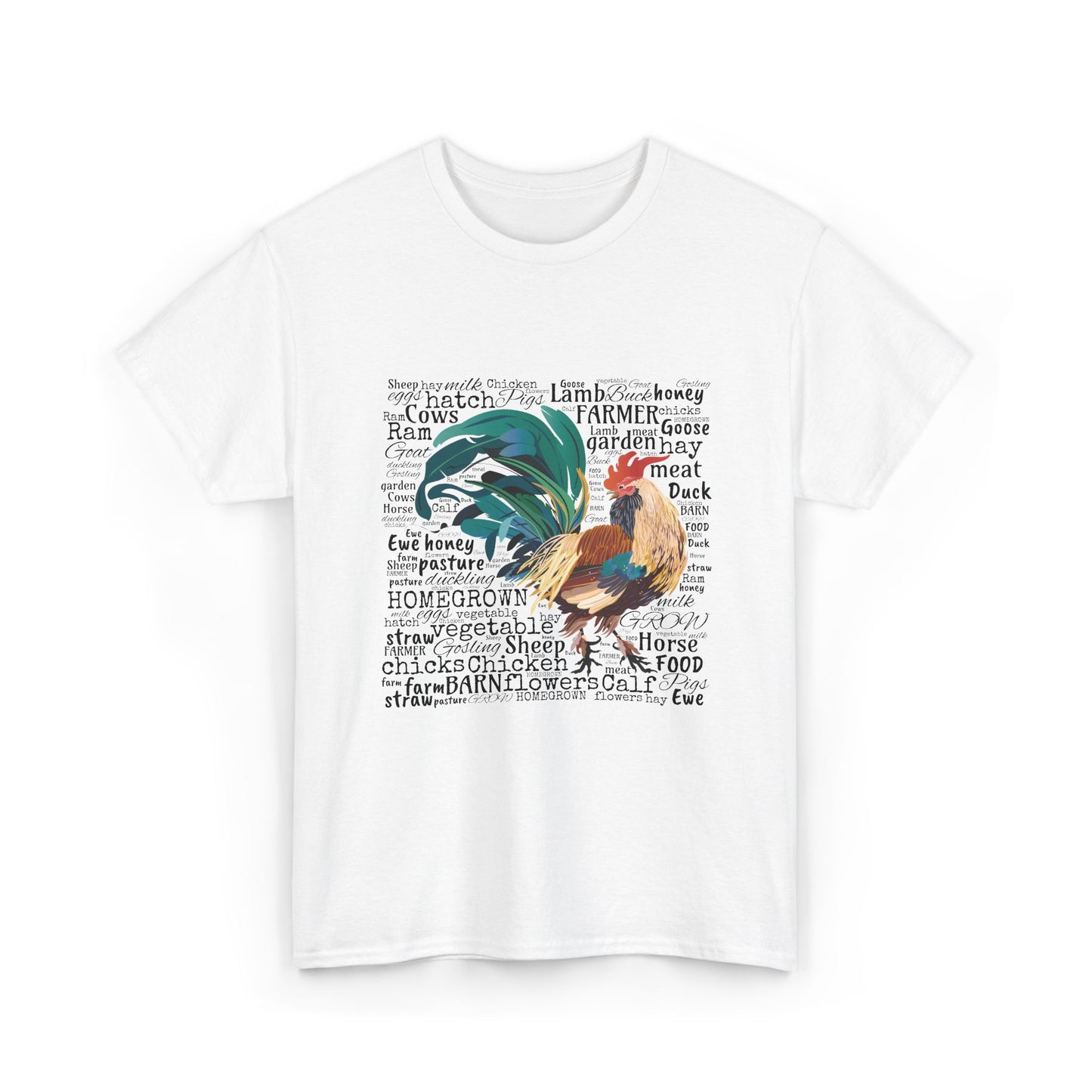 Vintage Rooster Word Clound Tee