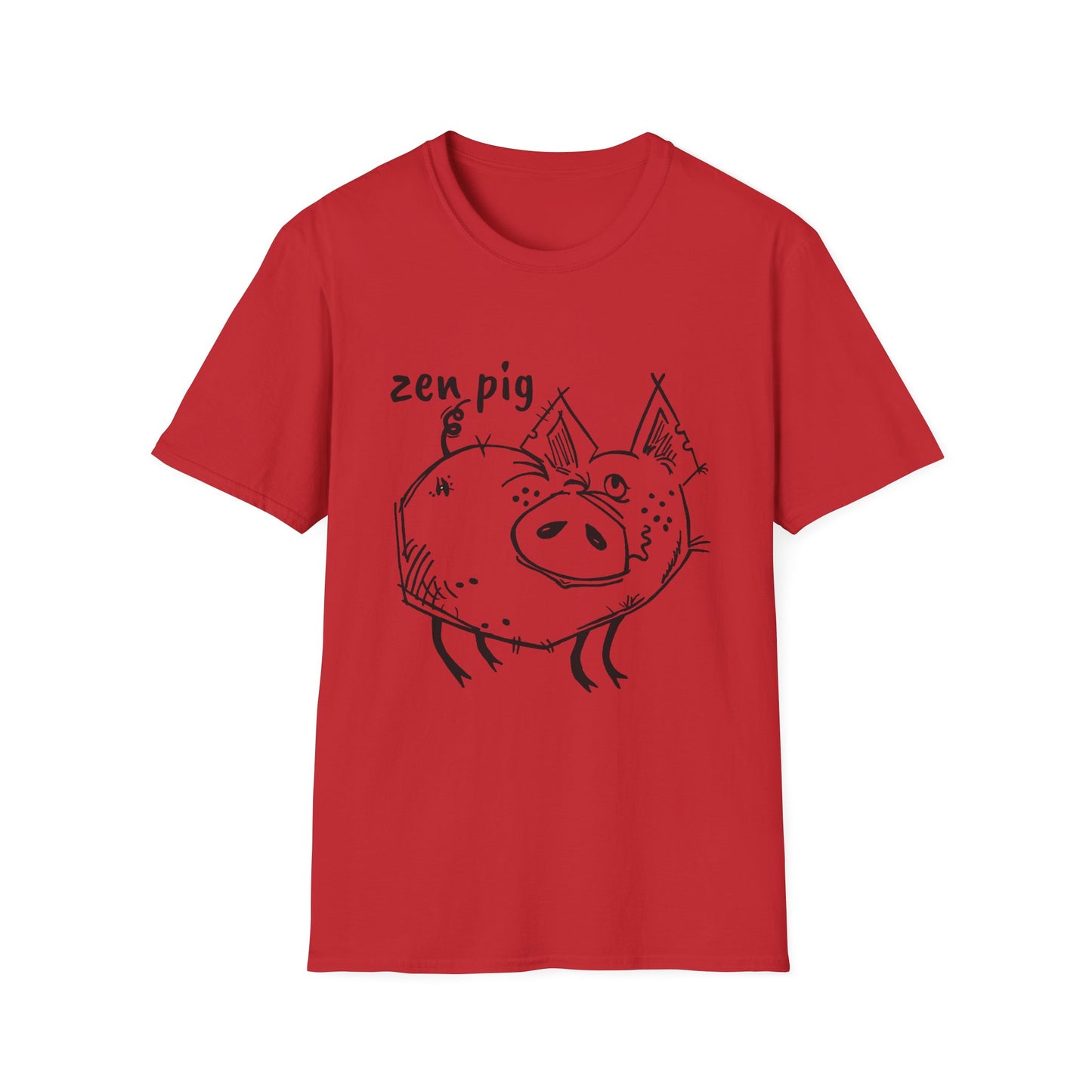 Zen Pig on Unisex Softstyle T-Shirt