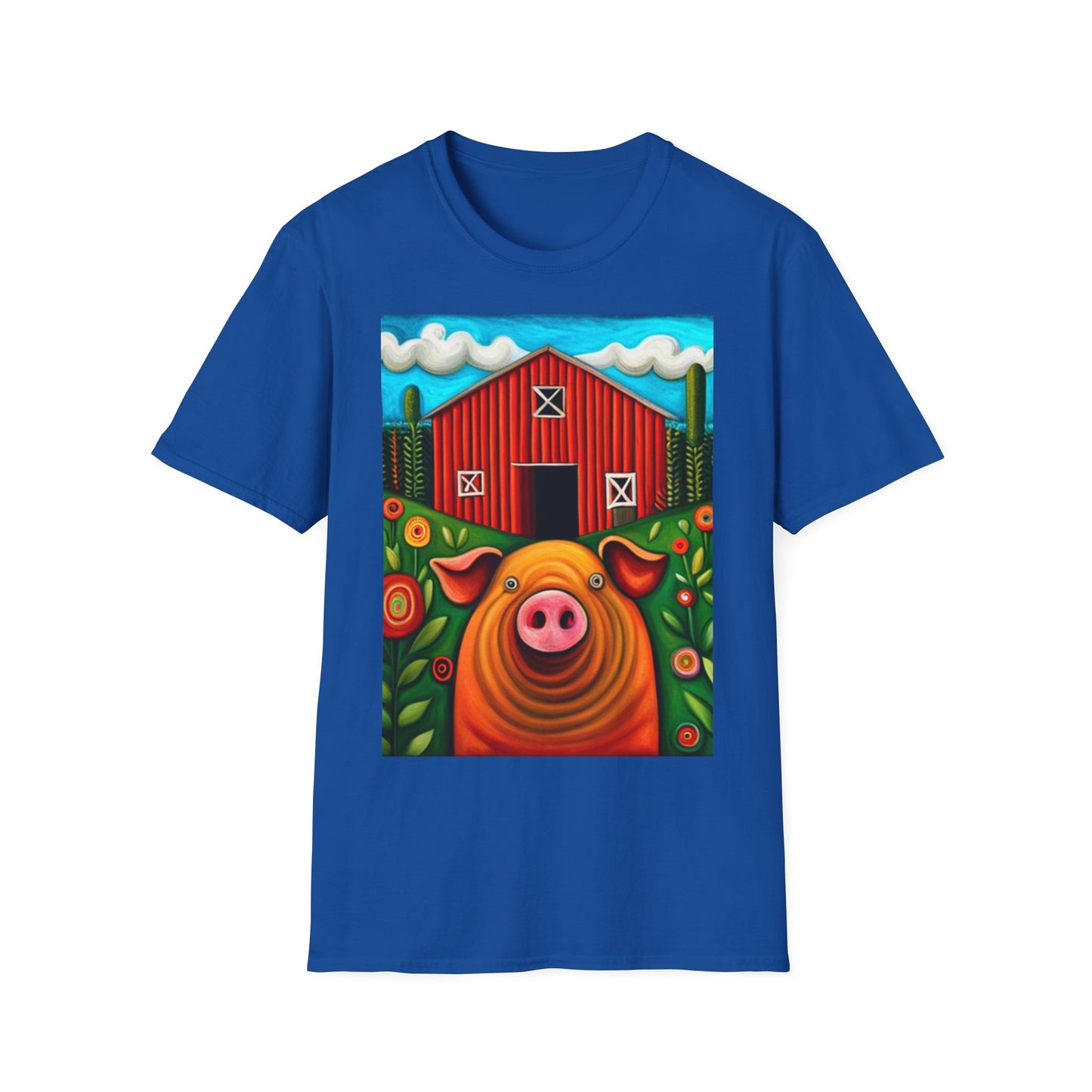 Big Orange Pig on Unisex Softstyle T-Shirt
