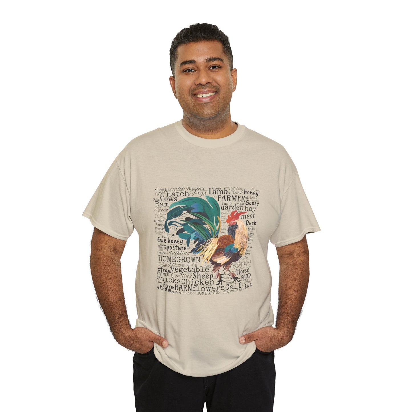 Vintage Rooster Word Clound Tee