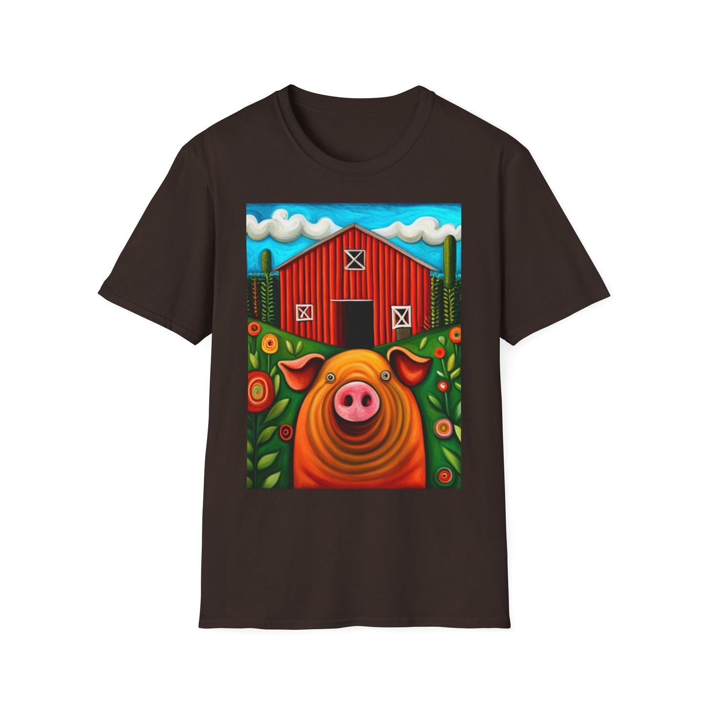 Big Orange Pig on Unisex Softstyle T-Shirt