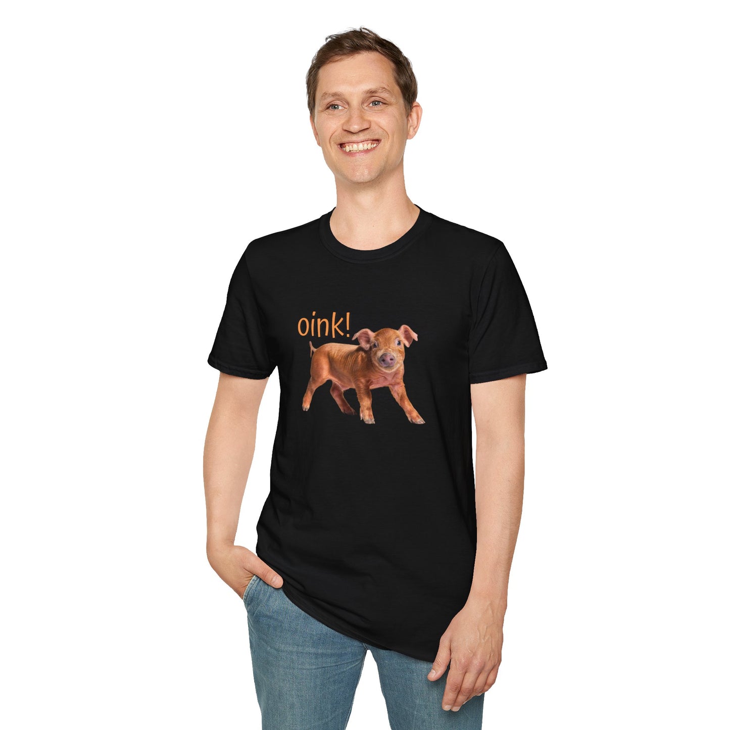 Oink Piglet on Unisex Softstyle T-Shirt
