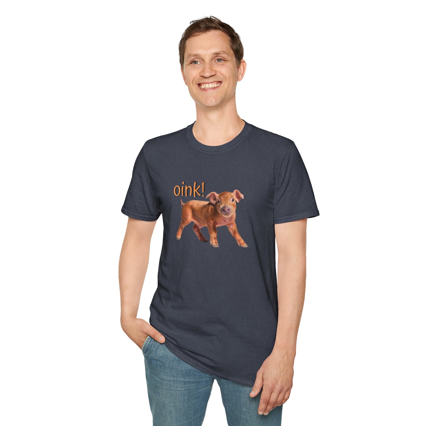 Oink Piglet on Unisex Softstyle T-Shirt
