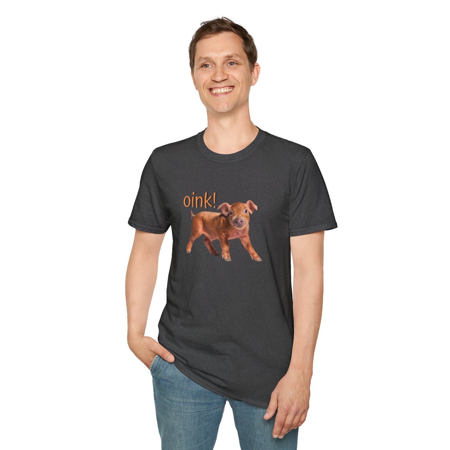 Oink Piglet on Unisex Softstyle T-Shirt