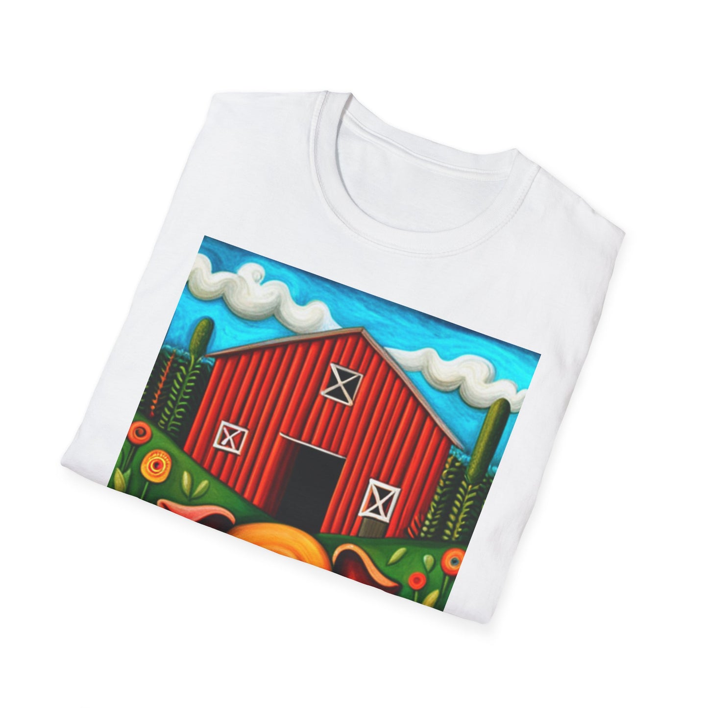 Big Orange Pig on Unisex Softstyle T-Shirt