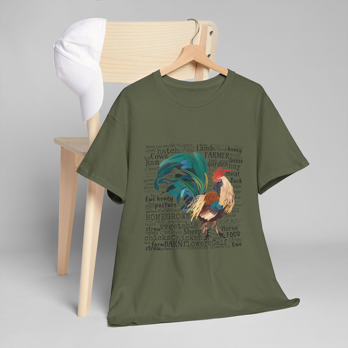 Vintage Rooster Word Clound Tee