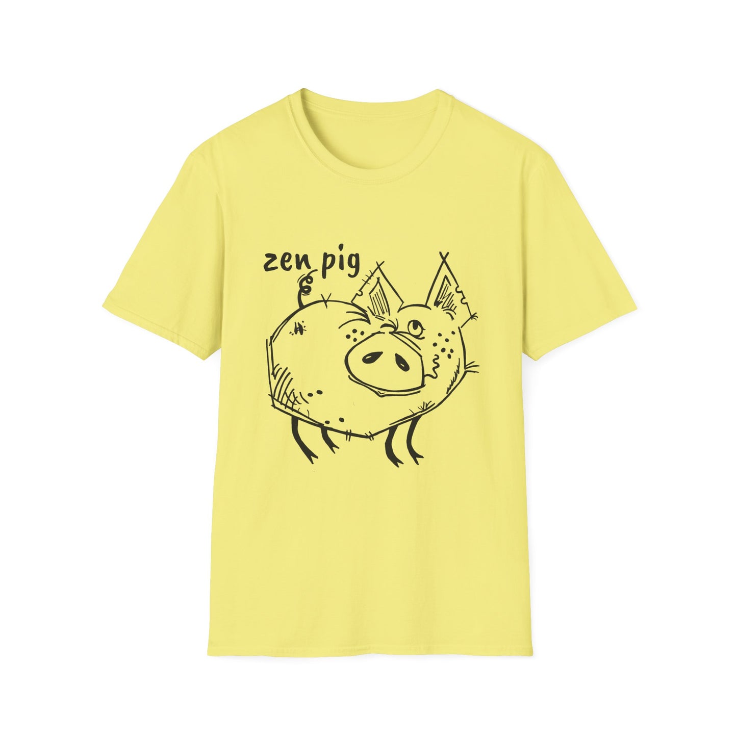 Zen Pig on Unisex Softstyle T-Shirt