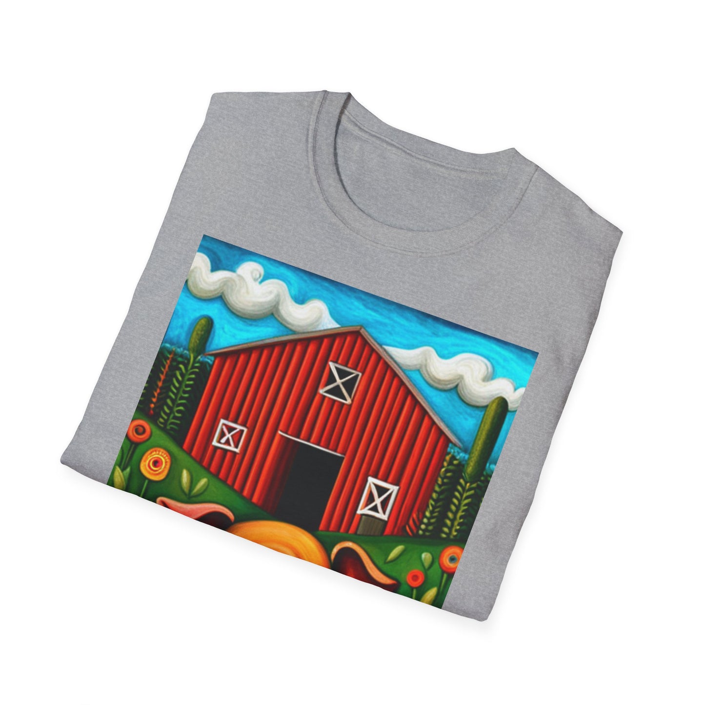 Big Orange Pig on Unisex Softstyle T-Shirt