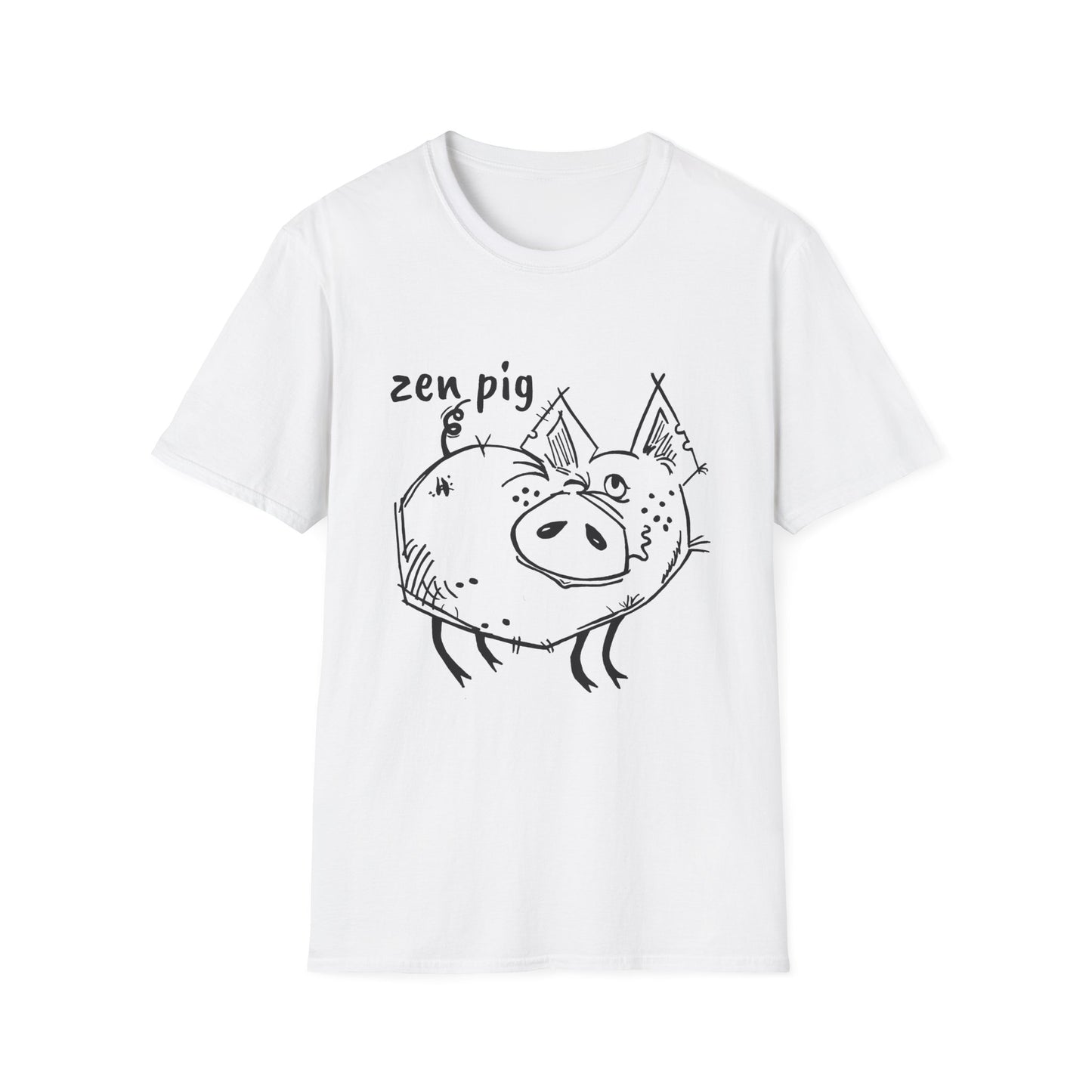 Zen Pig on Unisex Softstyle T-Shirt