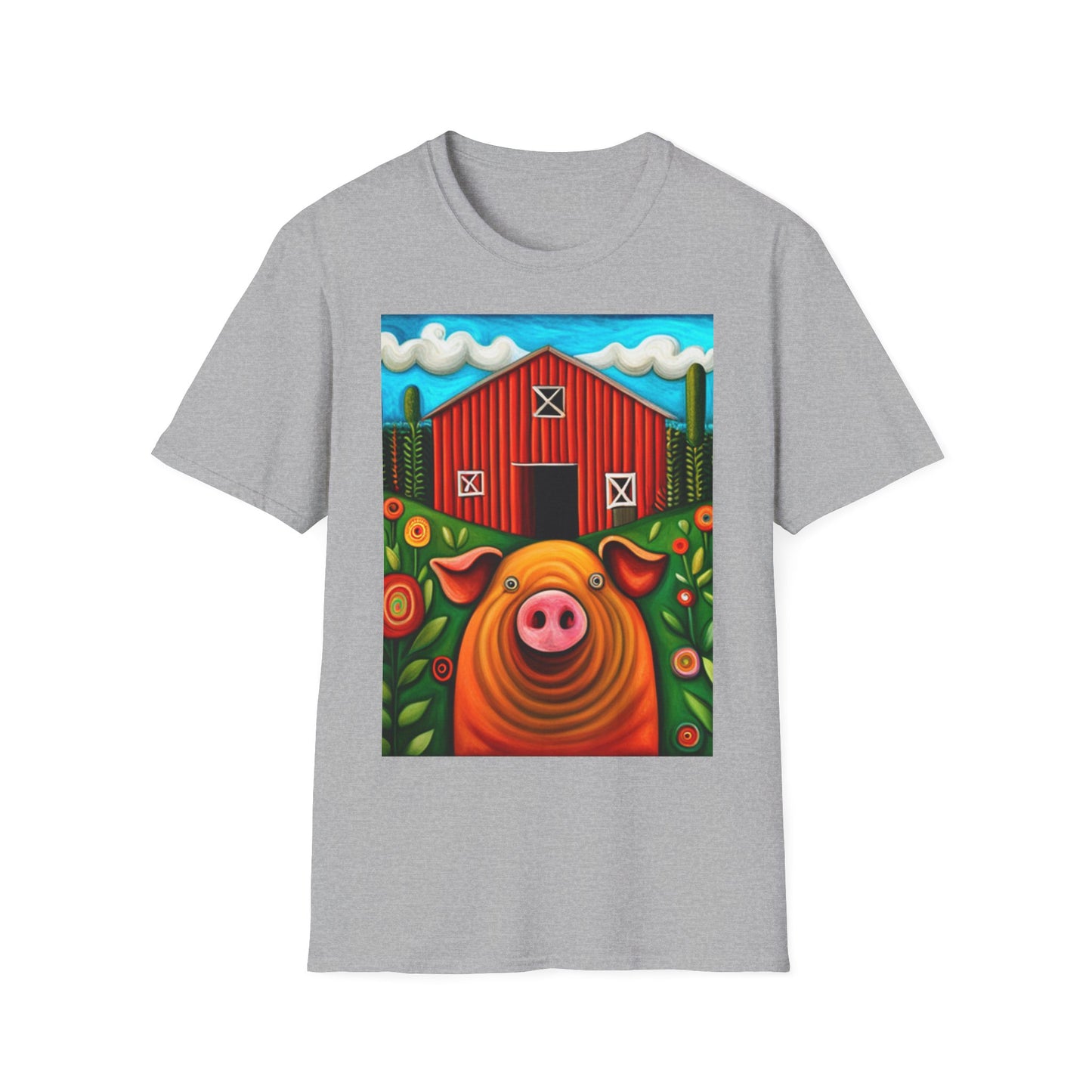 Big Orange Pig on Unisex Softstyle T-Shirt