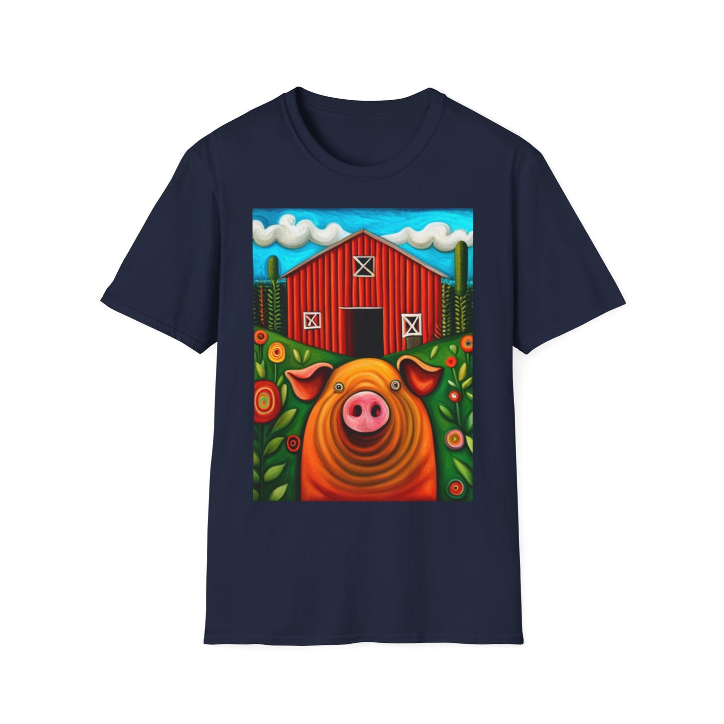 Big Orange Pig on Unisex Softstyle T-Shirt
