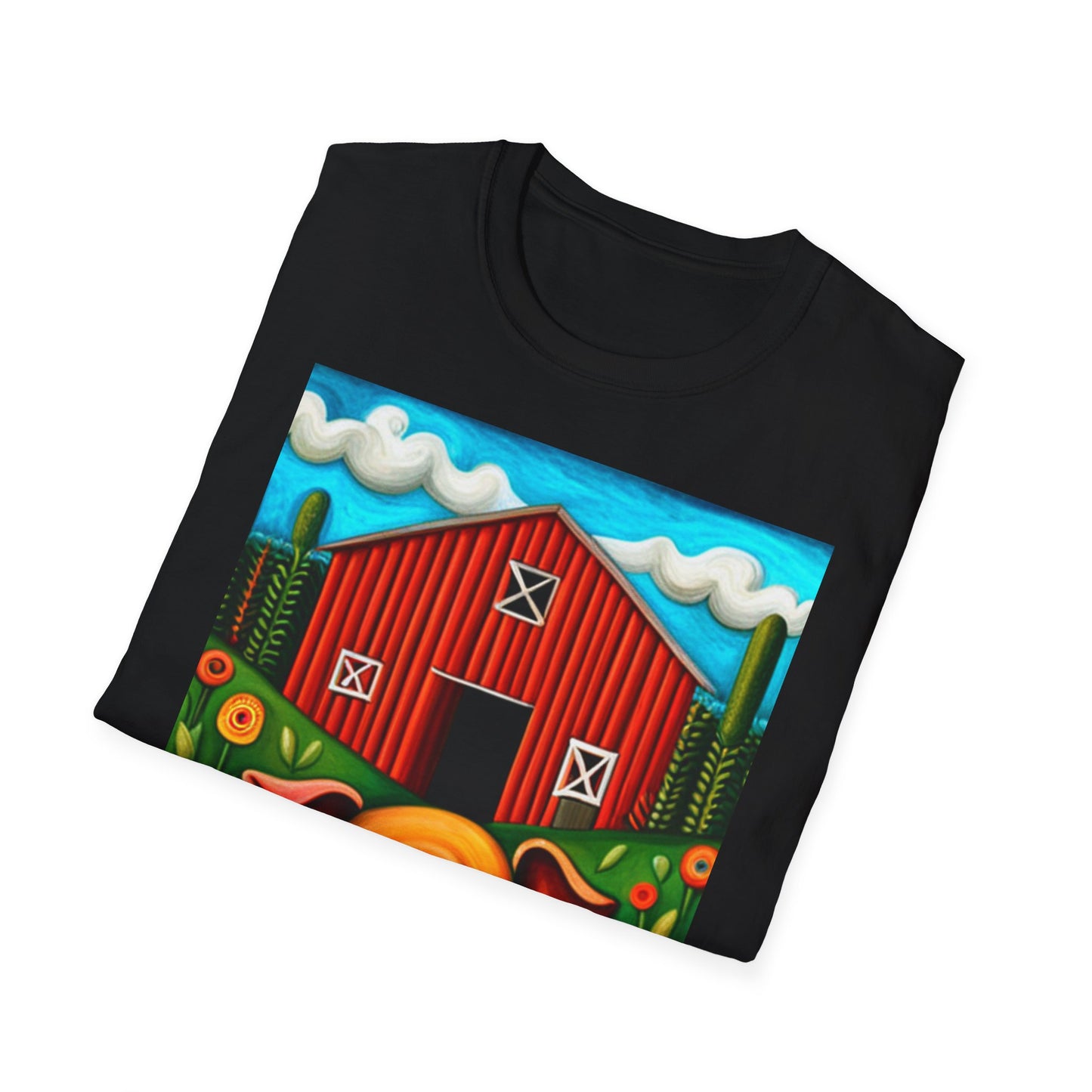 Big Orange Pig on Unisex Softstyle T-Shirt