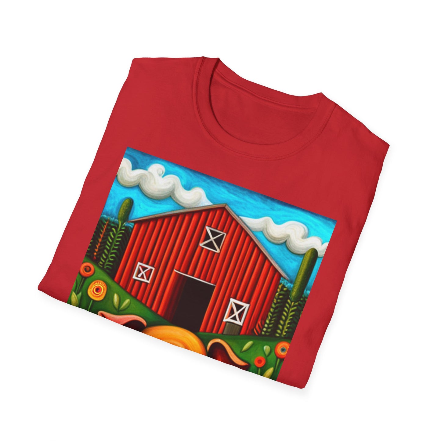 Big Orange Pig on Unisex Softstyle T-Shirt