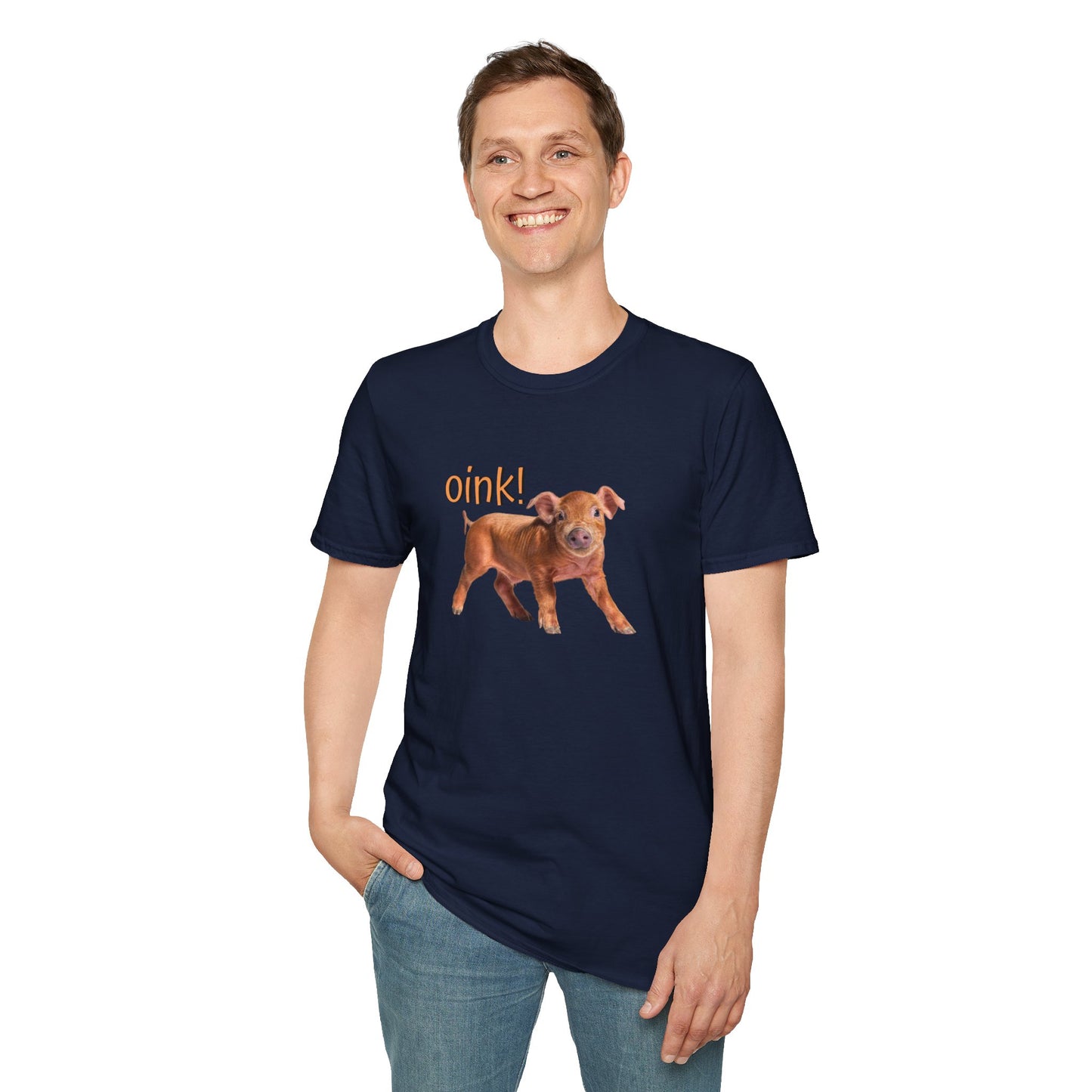 Oink Piglet on Unisex Softstyle T-Shirt
