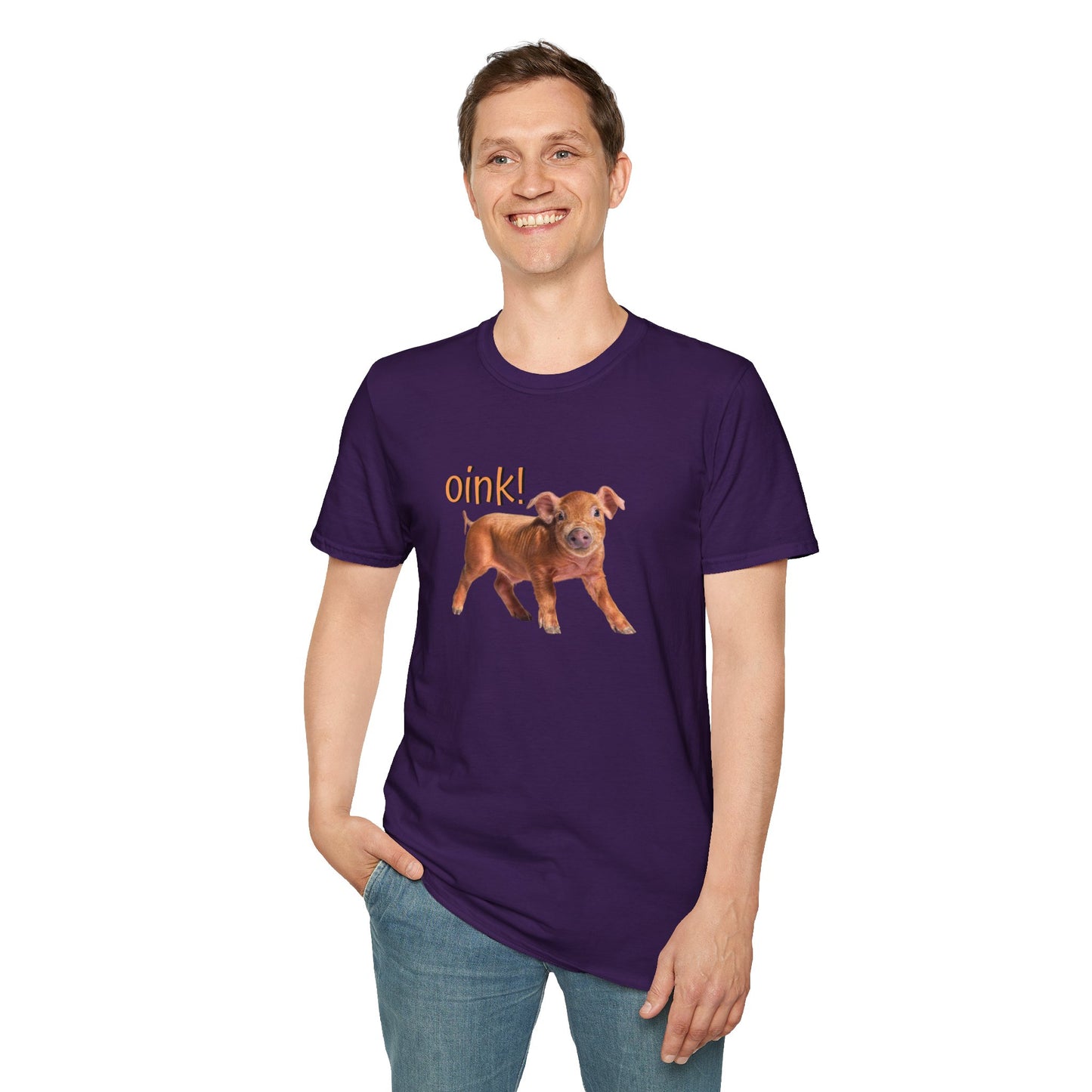 Oink Piglet on Unisex Softstyle T-Shirt